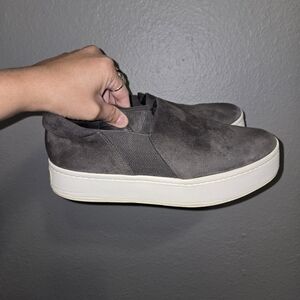 Vince Gray Suede Platform Slip-On Sneakers Size 7